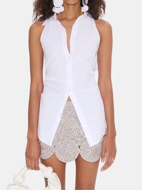 NWT SIMONMILLER Loch Sleeveless Poplin Button Up (M)